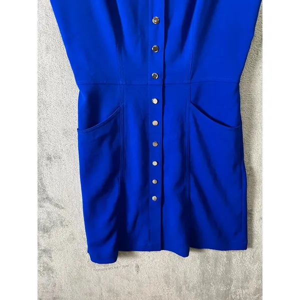 Amanda Uprichard Cobalt Blue Mini Dress‎ Button Front Preppy Chic Clean Girl SM - Image 6