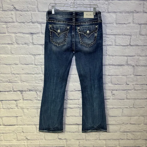 Miss Me Los Angeles Curvy Boot Cut Embellished Beaded Jeans Bling Size 27x29.5 - Image 8