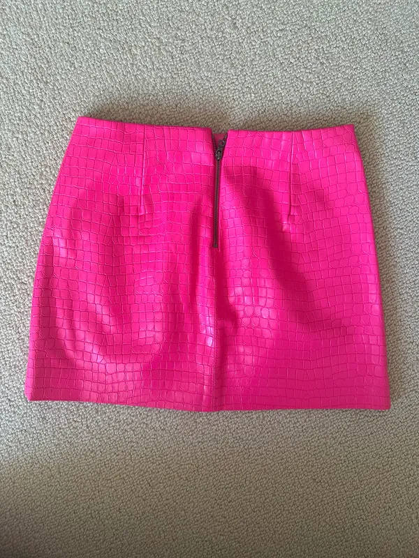 Alice And Olivia Hot Pink Leather Skirt - Image 2