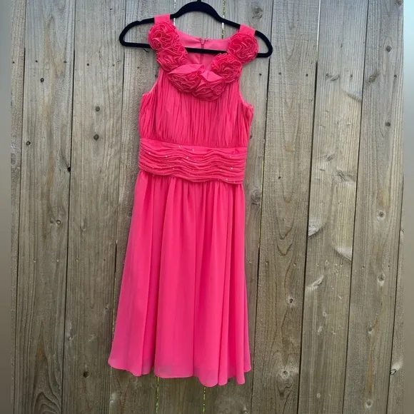 JS Boutique Barbie pink formal dress ruffle size 4 rhinestone‎ prom dance - Image 2