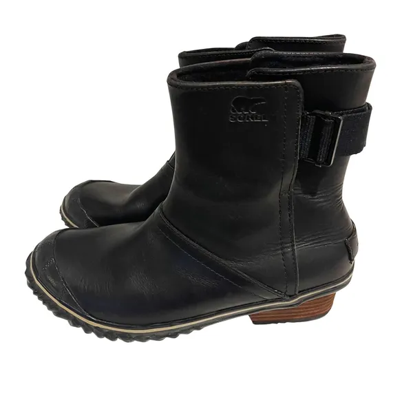 Sorel Slimpack Riding‎ Gloss Boots Women 8.5 Black Leather Waterproof NL2156-010 - Image 3