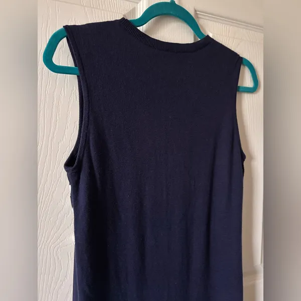 Lauren Ralph Lauren Women's Navy/White Mixed Media Shift‎ Sweater Dress Size S - Image 12