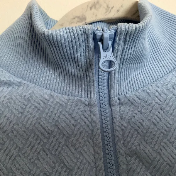 Alo Yoga Cropped Doubles Only Full Zip Jacket Seashell Blue S - Image 3