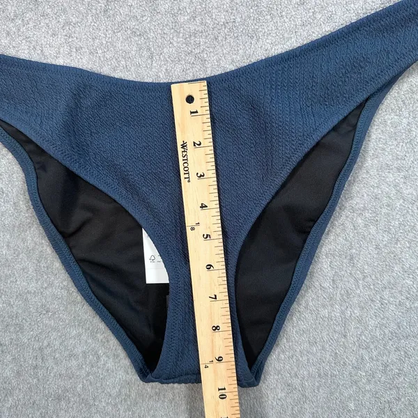 J.Crew Textured Curved Waist Cheeky Bikini Swim Bottom Size Large Blue BC050 New - Image 3