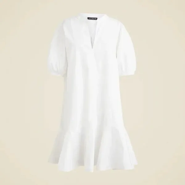 NWT!! J. CREW Delilah Dress‎ Cotton Poplin Solid White Mini Ruffle Small Tall ST - Image 11