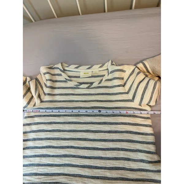 Maeve Anthropologie Striped Faux Fur Hem Knit Top Small - Image 8