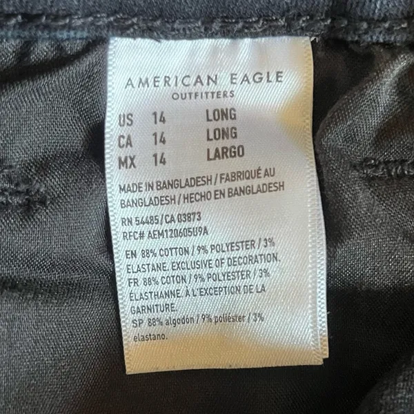 American Eagle High Rise Skinny Kick Black Jeans Y2K Grunge Cropped Flare 14L - Image 8