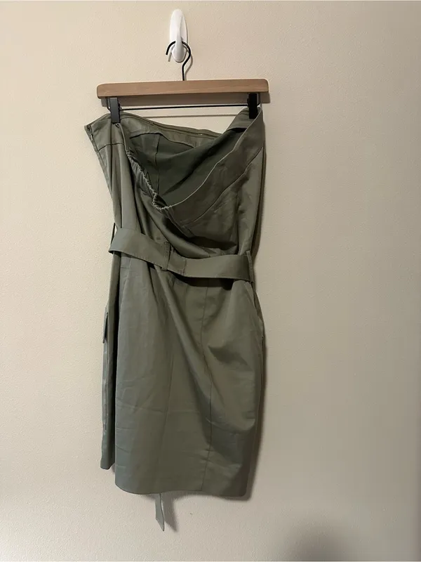 NWT Abercrombie and fitch strapless utility mini dress army green XL TALL - Image 8