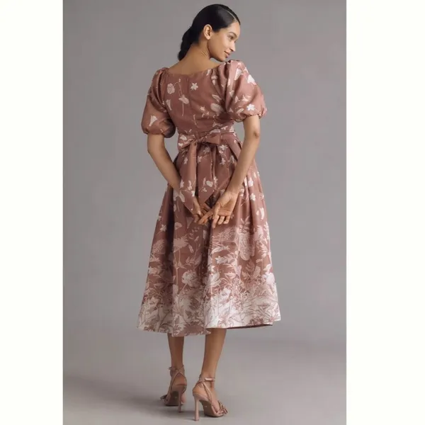 Anthropologie En Saison Monet Puff-Sleeve Square-Neck Midi Dress - Image 2