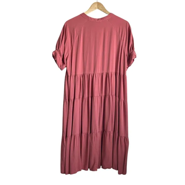Wonderly‎ Women Cottagecore Boho Tiered Midi Dress PL Rose Puff Sleeve Prairie - Image 2