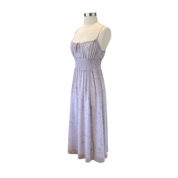 Aritzia Wilfred Genoa Midi Dress In Lilac Floral With Slit Leg - Image 3