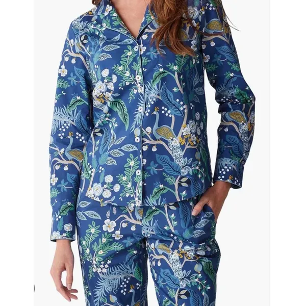 Rifle Paper Co x The Company Store Peacock Blue Pajama Set Size M - Image 2