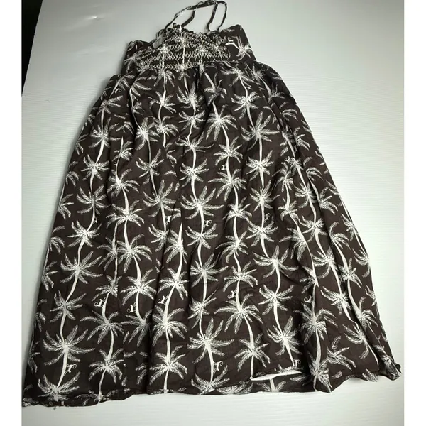 Kate Spade New York Sundress Brown Palm Tree‎ Print Cotton Smocked Dress Medium - Image 5