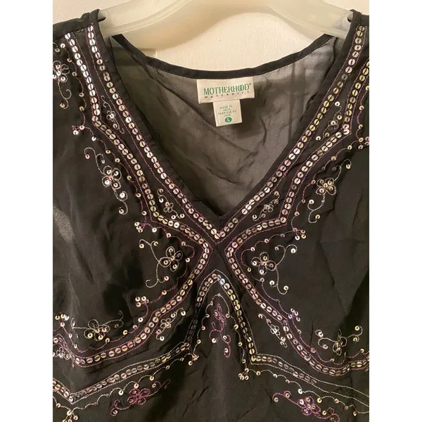 Motherhood Maternity Sequin chiffon top size L - Image 2