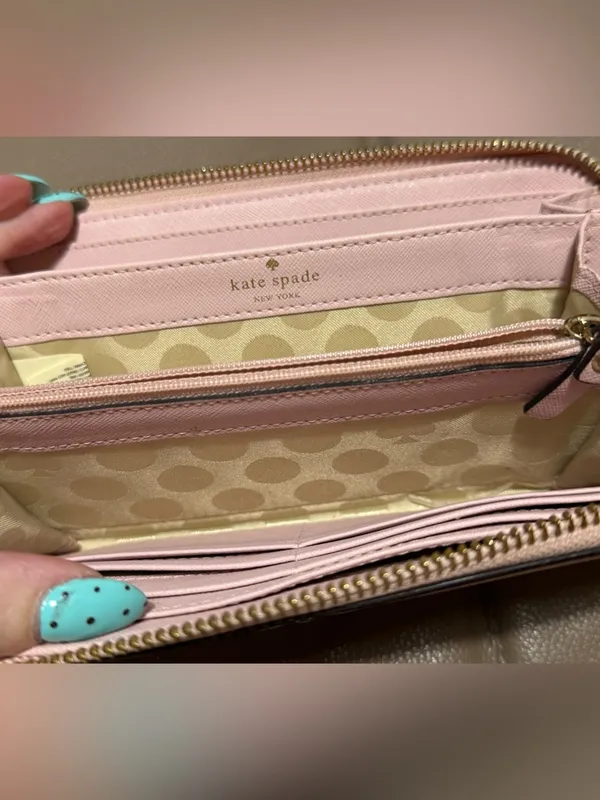 Kate‎ Spade 2 Park Avenue Lacey Pink Saffiano Leather Bow Wallet - Image 3