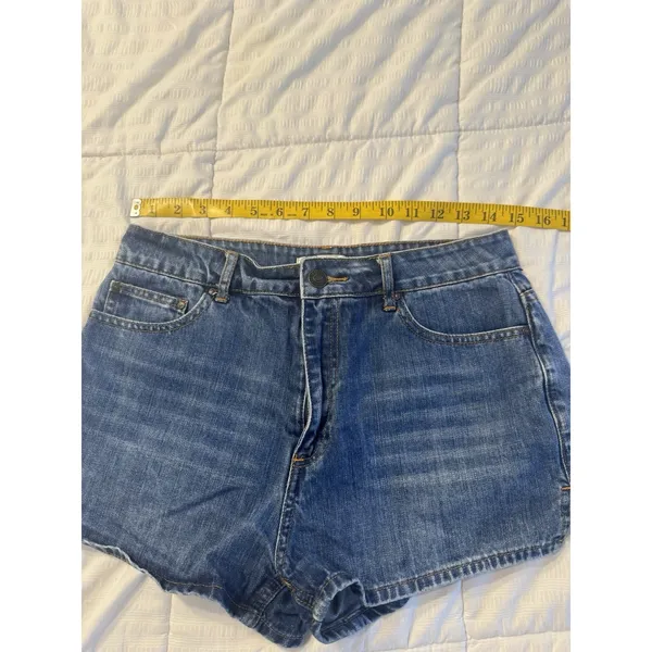 Forever 21 Women's Denim Shorts High-rise side slit micro Y2k 90s Grunge Indie - Image 4