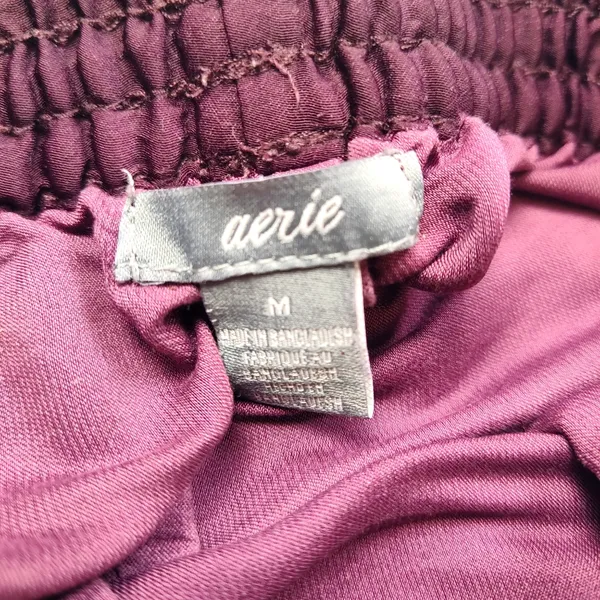 Aerie Floral Wide Leg Pants Size Medium Womens Burgundy Red Trousers Lightweight - Image 3