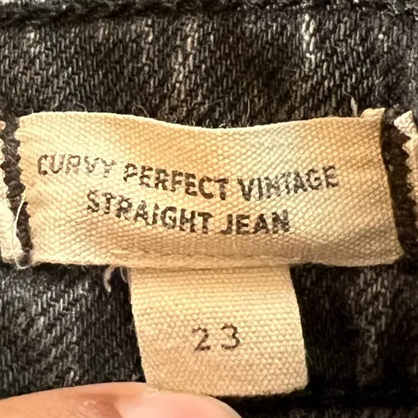 886 | Madewell Curvy Perfect Vintage Straight‎ Jeans Black Raw Hem Womens 23 - Image 5