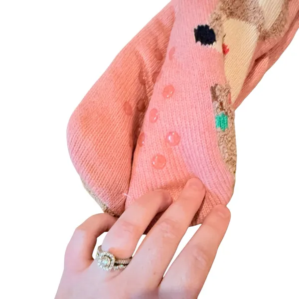 Fuzzy Babba NWT Slipper Socks Pink Reindeer‎ Snowflake Women’s Faux Fur Non Slip - Image 5
