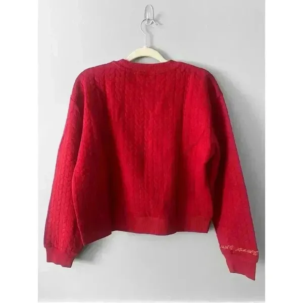 Laila Ali‎ Red Cable Knit Sweater, Large - Image 2