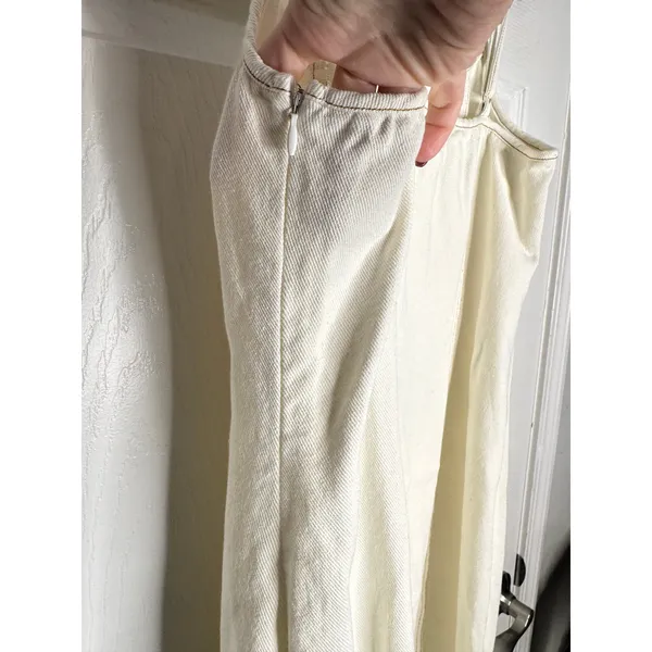 LE LIS Cream Denim 100% Cotton Tank Midi‎ Dress Size M - Image 5