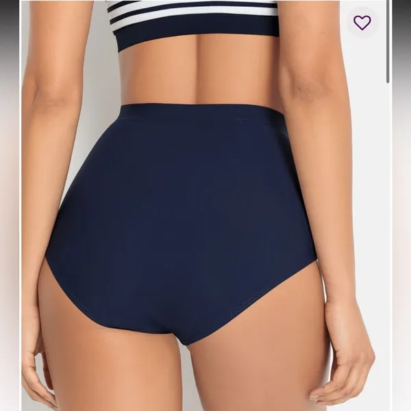 NEW Lascana High Rise Shaping Bikini Bottoms in Navy Blue - Size 6 - Image 2