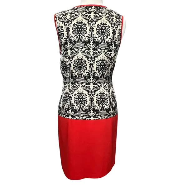 THML Shift Dress S Black Fleur De Lis‎ Red Colorblock Sleeveless Moulin Rouge - Image 4