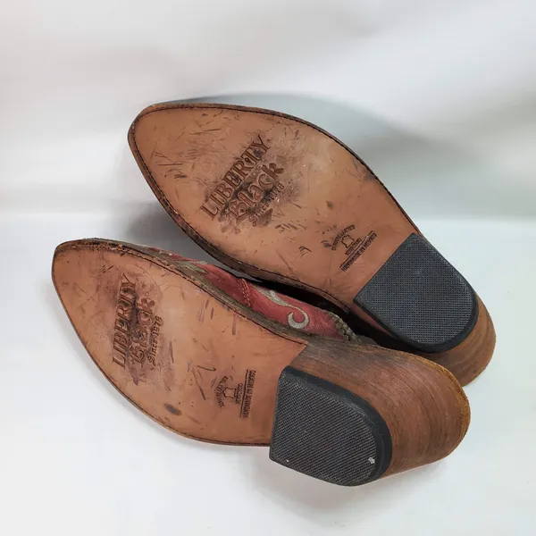 Liberty Black Toscano Size 9 Red Suede Leather Mules Clog Western Cowgirl - Image 6