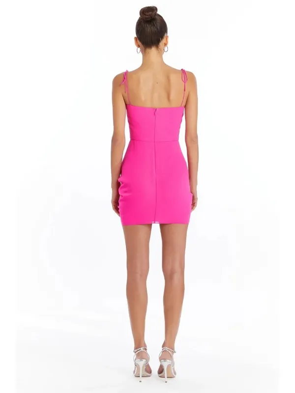 NWT AMANDA UPRICHARD Holly Dress Small Hot Pink Rosette Mini $255 - Image 4
