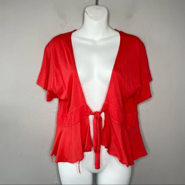 WE THE FREE Free People Top Womens Size Medium Peplum Summer Feminine Colorful - Image 2