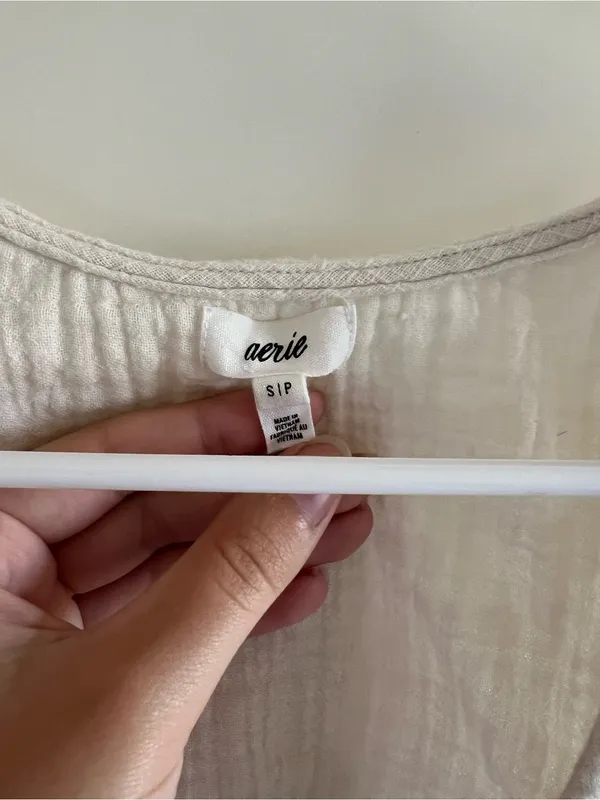 aerie Cream Tie-Front Peplum Tank - Image 2
