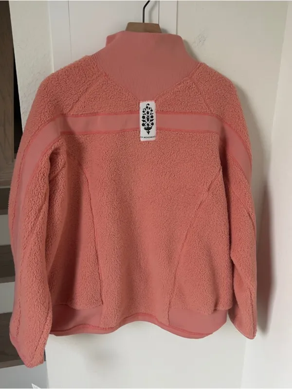 NWT Free People Ready Set Rib Fleece Pullover in Frosted Peach - Image 5