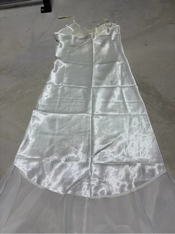 Victoria’s Secret vintage gold label Ivory white Lace Trim Slip Dress Chiffon s - Image 7