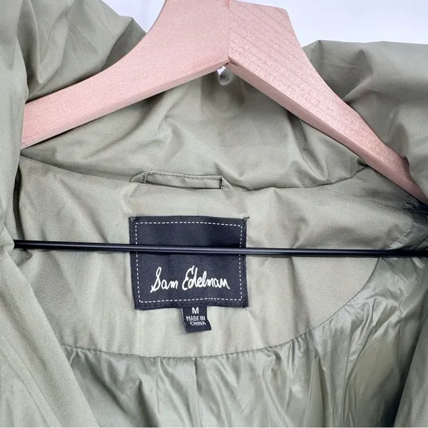 Sam Edelman Water Repellent Faux Fur Trim Puffer Jacket Quilted Green Women's M - Image 10