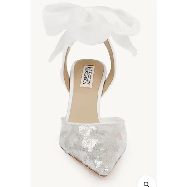 New Badgley Mischka Blaze II Satin Ankle Wrap Stiletto Pumps Size 6 - Image 3