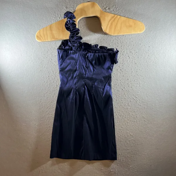 1311 |‎ Snap One Shoulder Rosette Ruffle HOCO Prom Party Mini Dress Navy Women 3 - Image 2