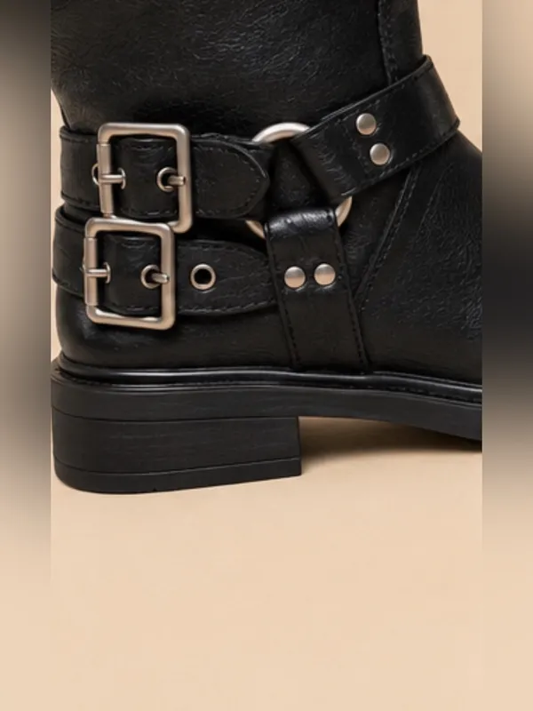 Billini Kaylen Riding Boots in Black, an edgy, knee-high moto/biker boot size 9 - Image 8
