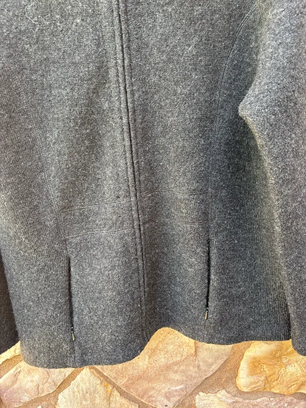 Vintage Carole Little Gray 100% Wool Jacket Full Zip Pockets Long Sleeve Size L - Image 3