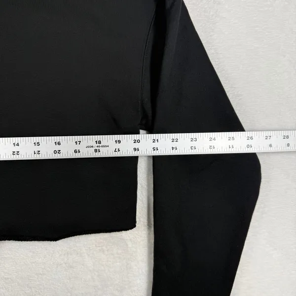 Alo Yoga Womens Black Cropped Hoodie Long Sleeve Raw Hem Activewear Sweatshirt M - Image 3