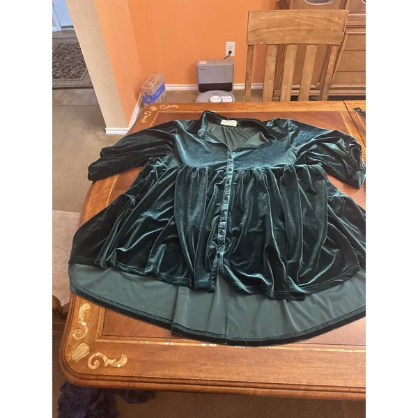 BAD LITTLE COUNTRY GIRL VELVET DRESS/ Blouse SIZE L - Image 2