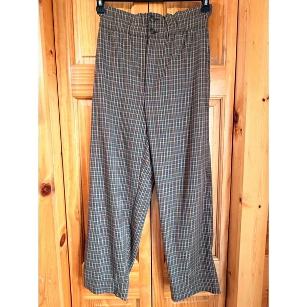 Madewell‎ Plaid Paperbag Waist Tapered Pants Size 0 High Rise Cropped Trouser - Image 3