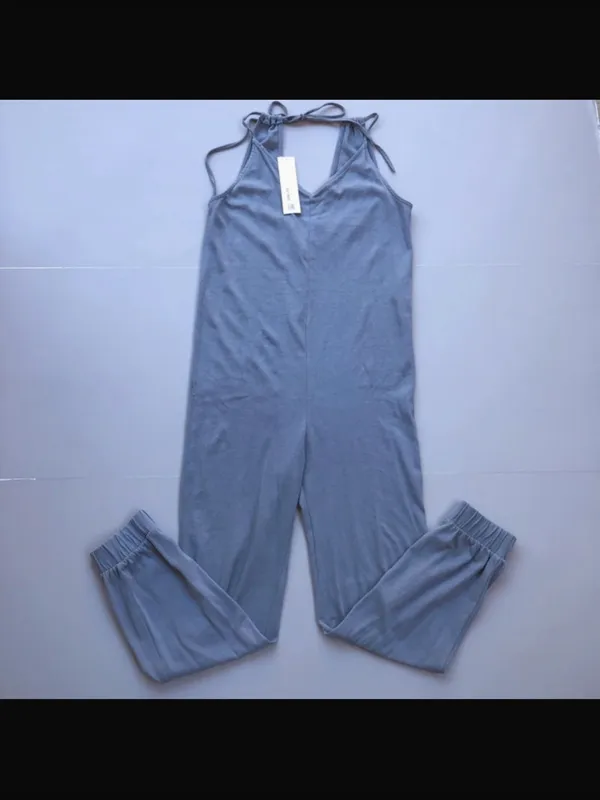 Zara Light Blue Spaghetti-Strap Casual Jumpsuit - Image 5