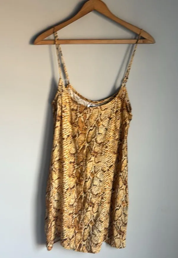 REFORMATION Vivette Snakeskin Mini Dress Medium - Image 2
