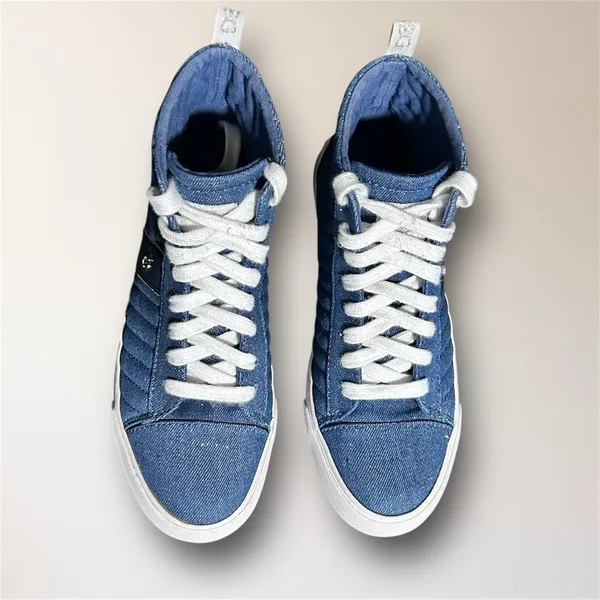 GBG Los Angeles Womens 7 Blue Sparkle Denim High Top Sneakers Quilted Y2K Retro‎ - Image 6