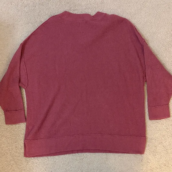 Women’s Aerie XL Oversized Burgundy Crewneck Sweater - Image 7