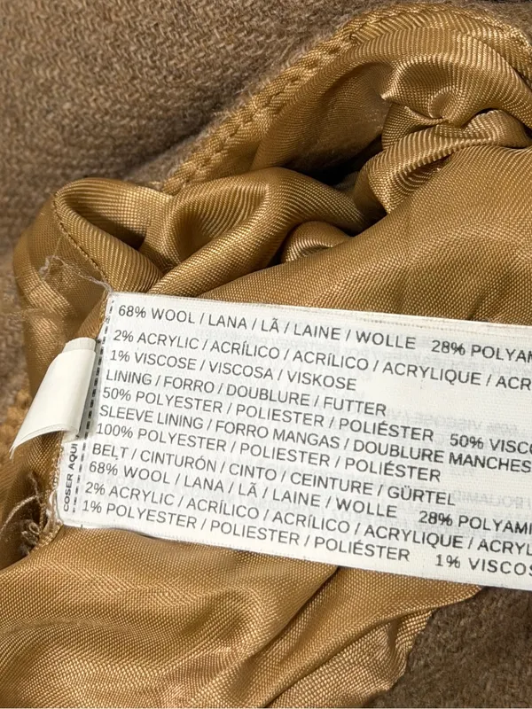 MANGO Double Layer Wool Blend Coat Size XS Brown Tan - Image 8