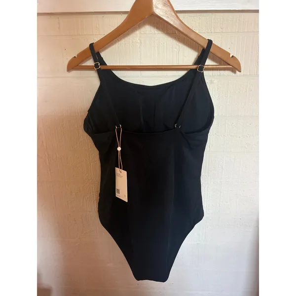 QUINCE Italian Cami RIBBED One-Piece Swimsuit SUSTAINABLE NWT Black Sz Large L - Image 5
