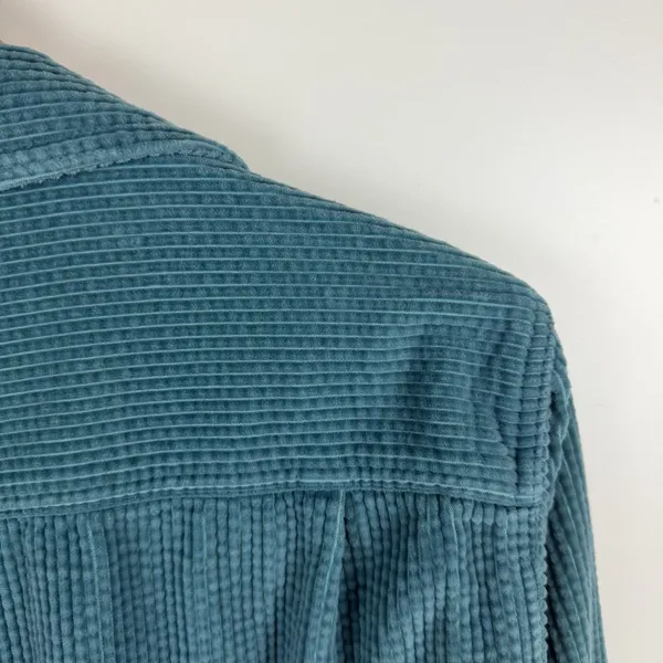 LL Bean Corduroy Button Down Shirt Size MP Shacket Teal Gorpcore Outdoors Rustic Blue - Image 4