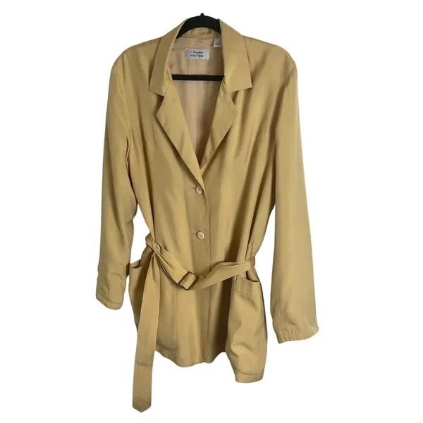 L’Zinger for Nordstrom 100% Silk Belted Utility Blazer Jacket Size Medium - Image 2