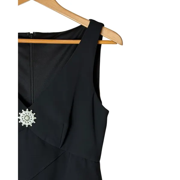 Patra Tiered Ruffle Dress Women 8 Black Rhinestone Brooch Maxi Cocktail Party - Image 6